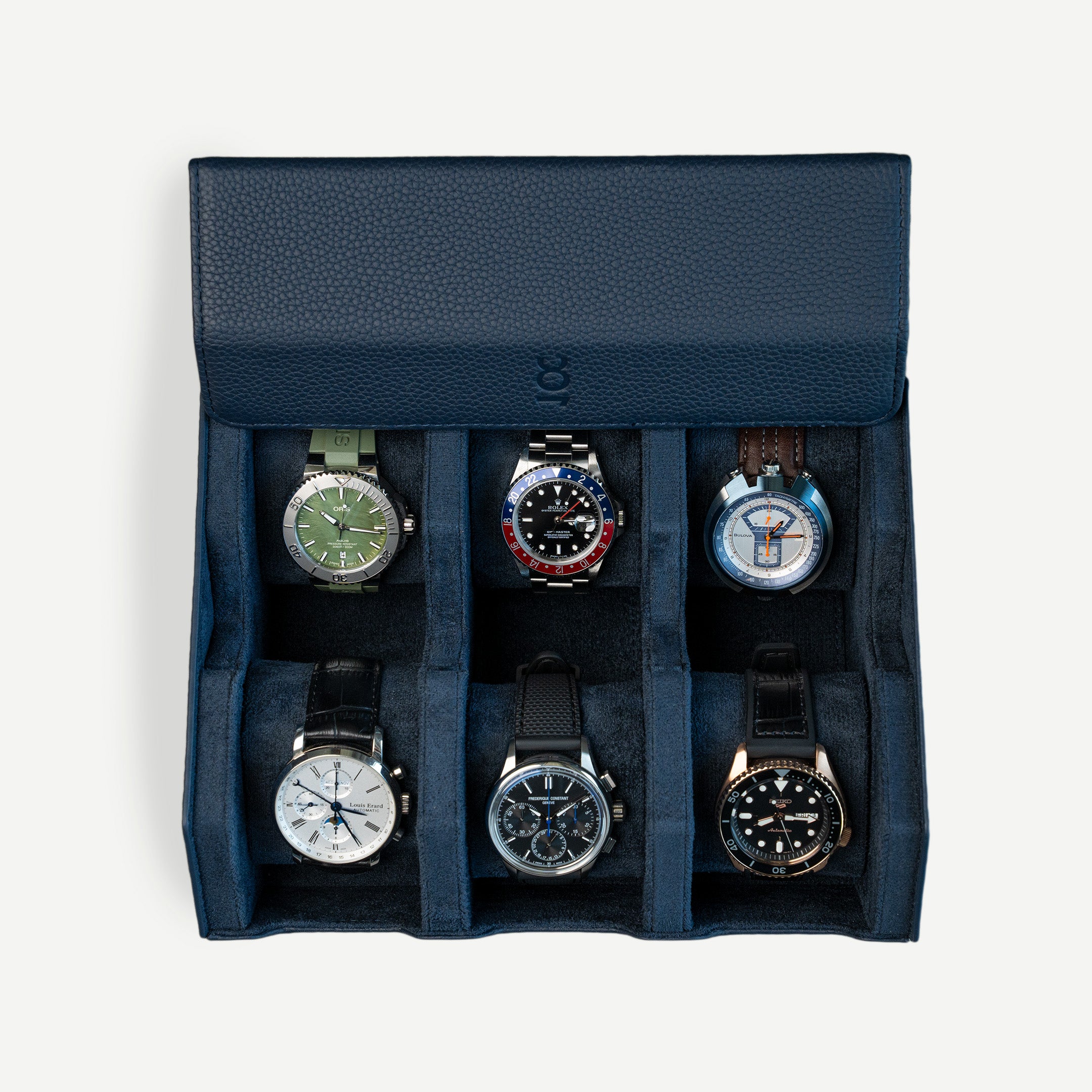Hexagon Navy Blue 6 Slot Watch Box
