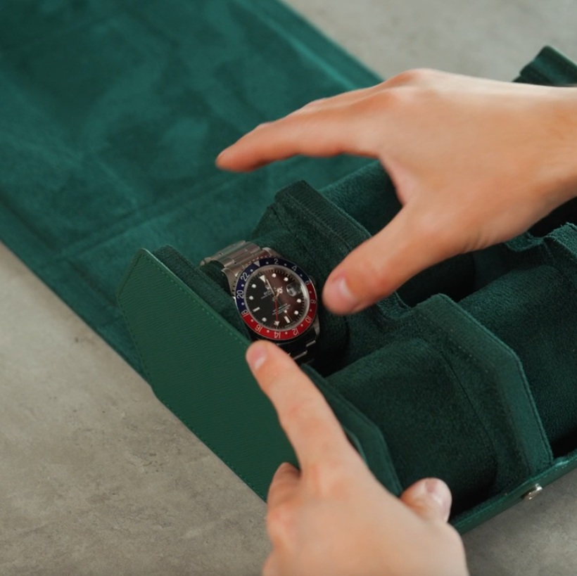 Hexagon Green Saffiano 6 Slot Watch Box