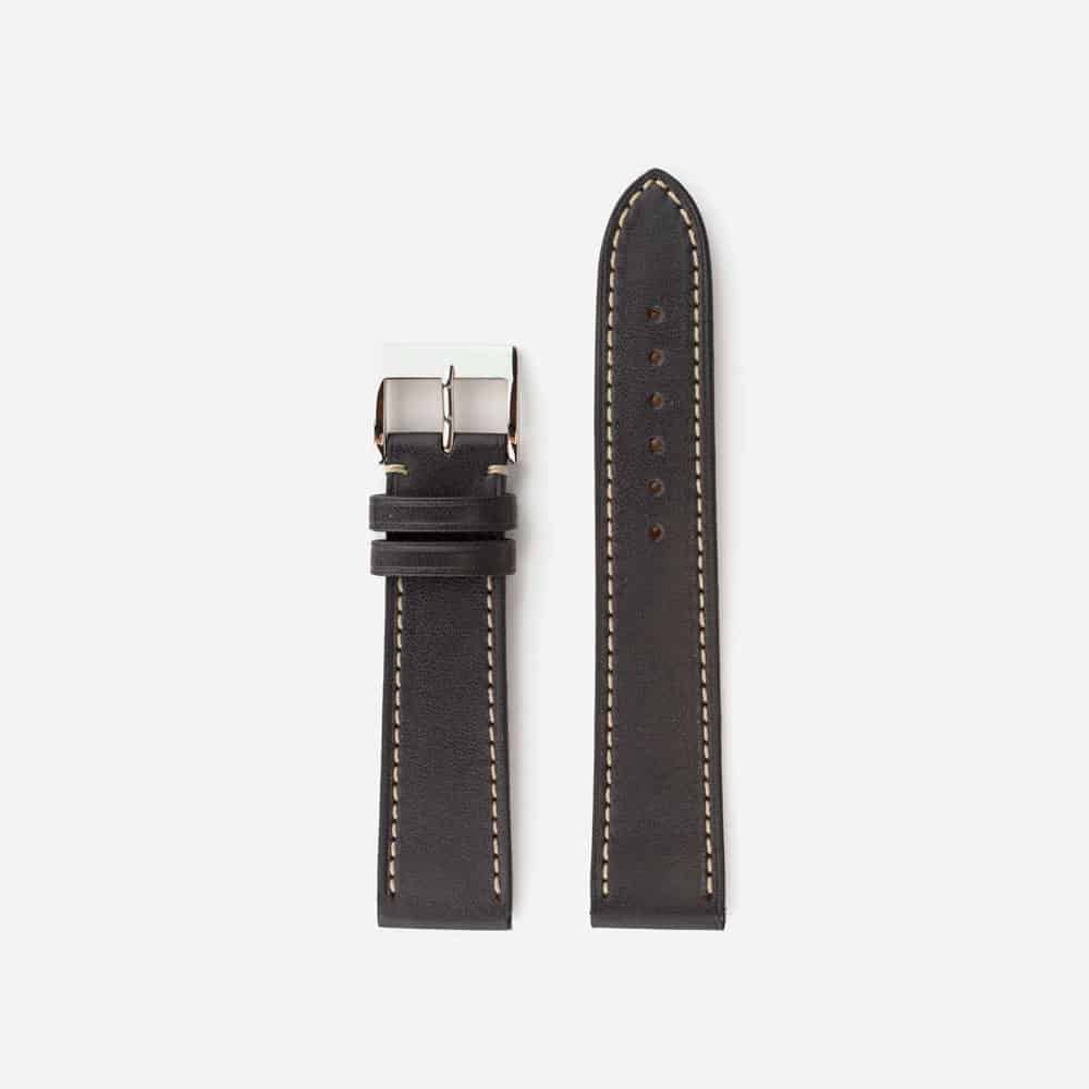 Monochrome - Smooth Calfskin Watch Strap - Cognac (White Stitch