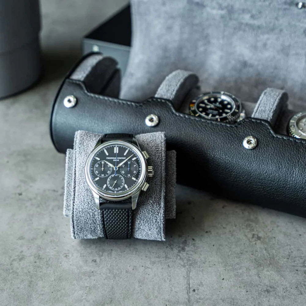 Personalized Watch Roll Black Grey - Add name or initials