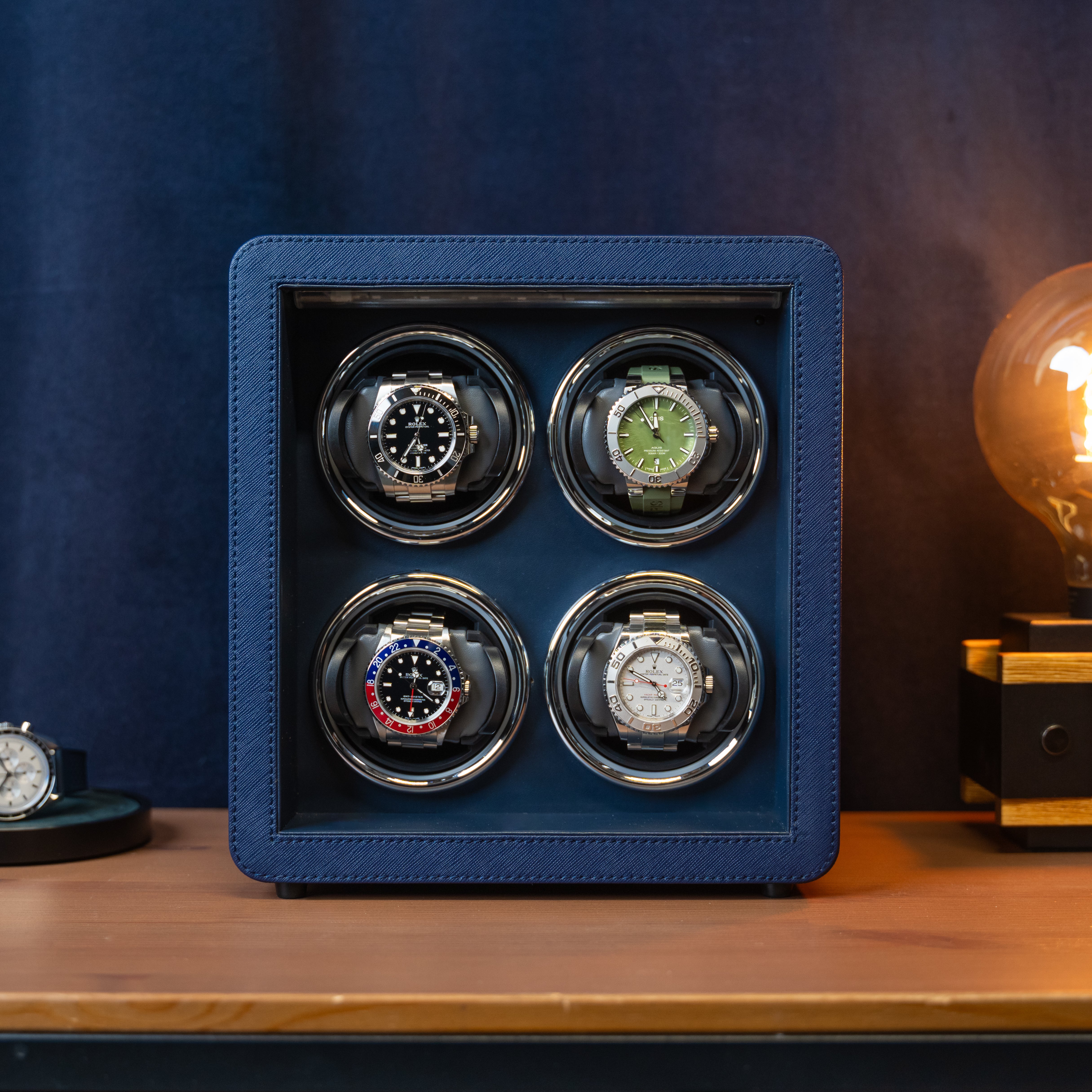 Leanschi Watch Winder for 4 Watches - Navy Blue