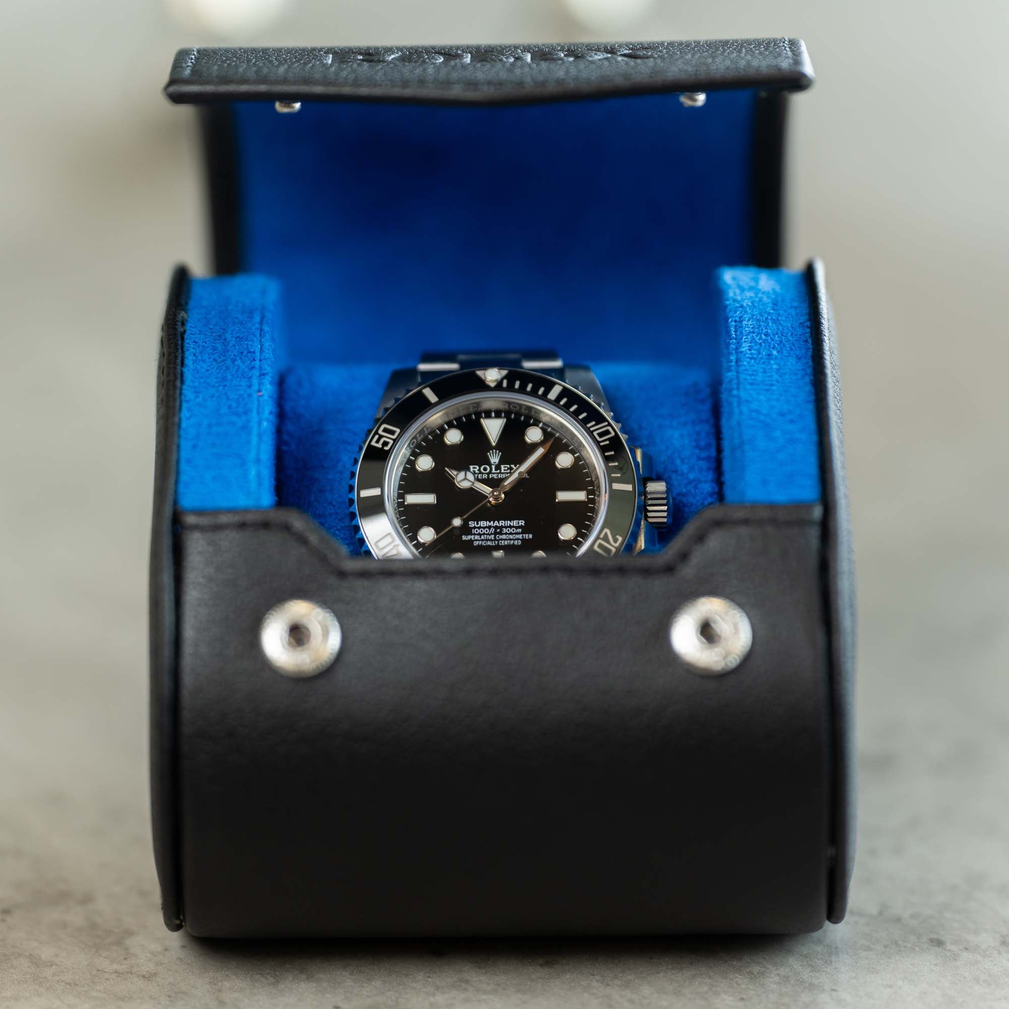 Personalized Single Watch Roll - Black Blue