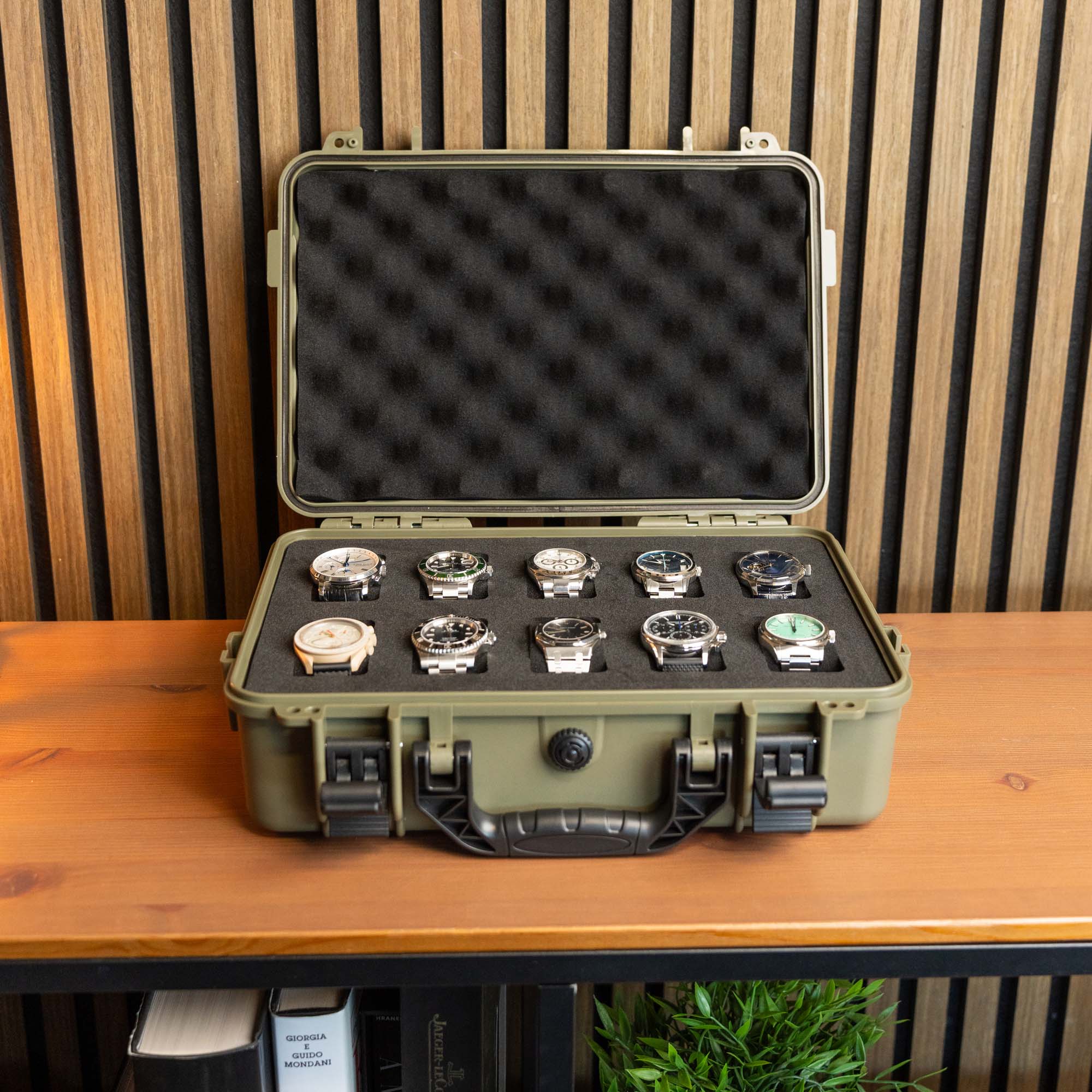 Olive Green 10 Slot Watch Box