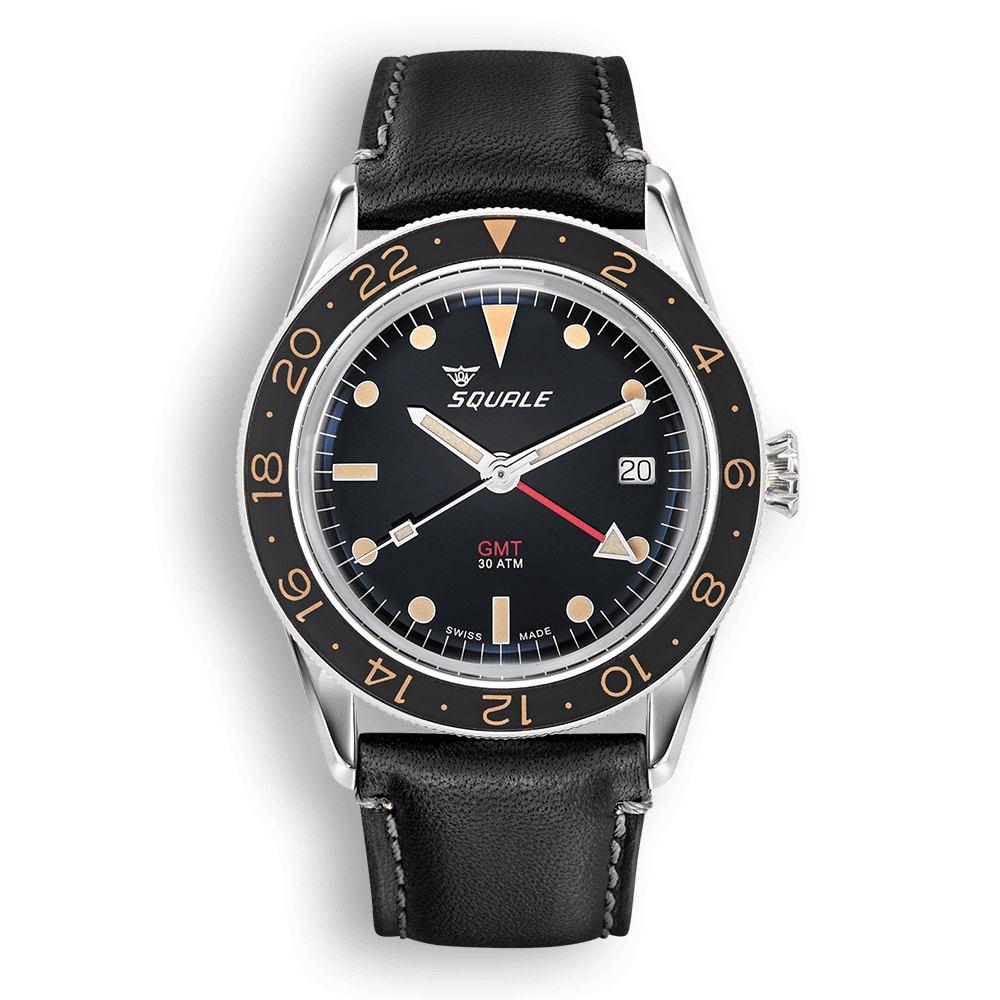 Squale Sub-39 GMT Vintage Black Leather