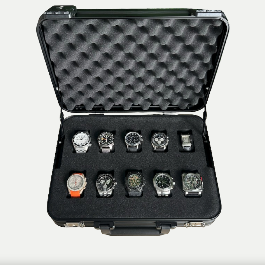 Black Aluminium 10 Slot Watch Box