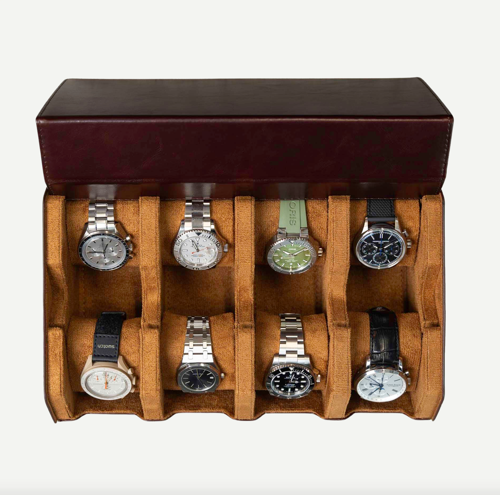 Hexagon Coffee Brown 8 Slot Watch Box