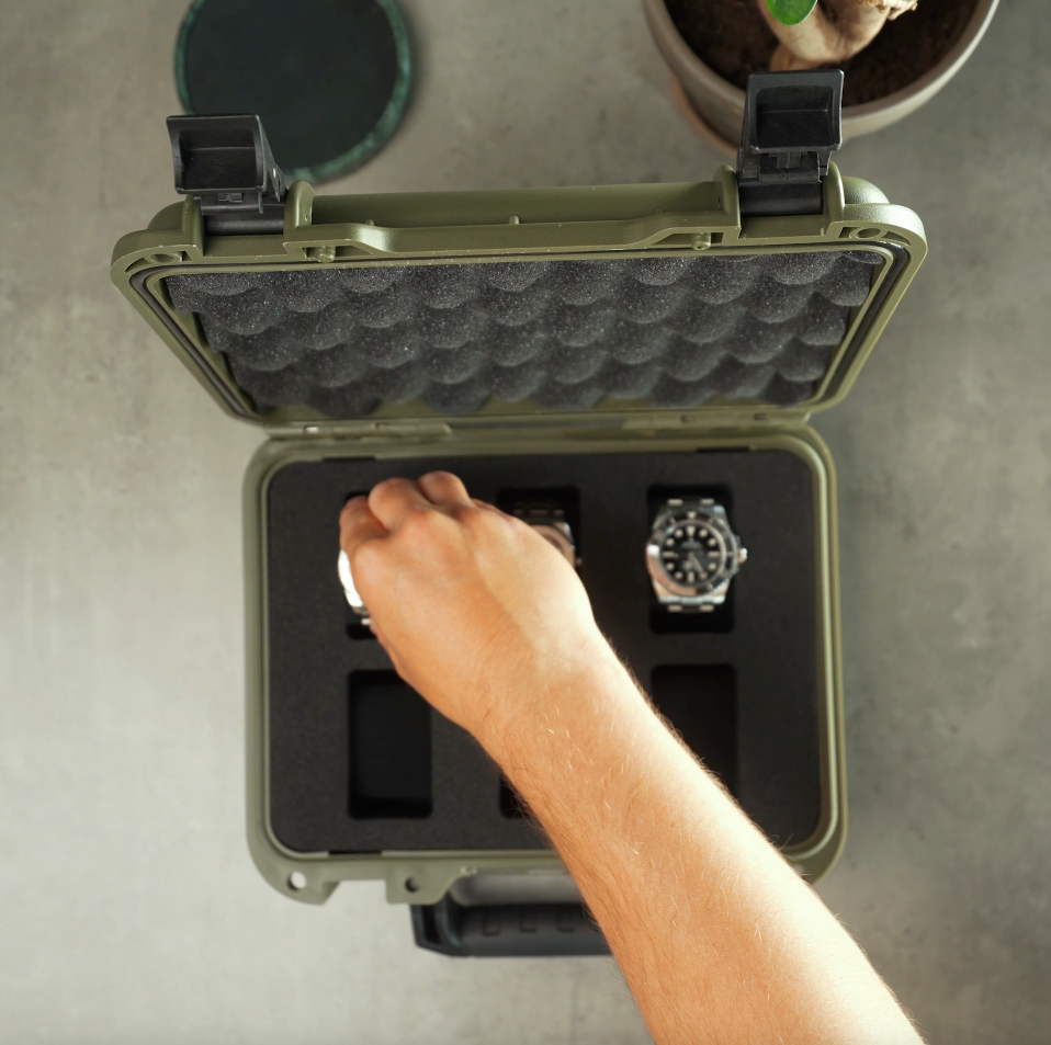 Olive Green 6 Slot Watch Box