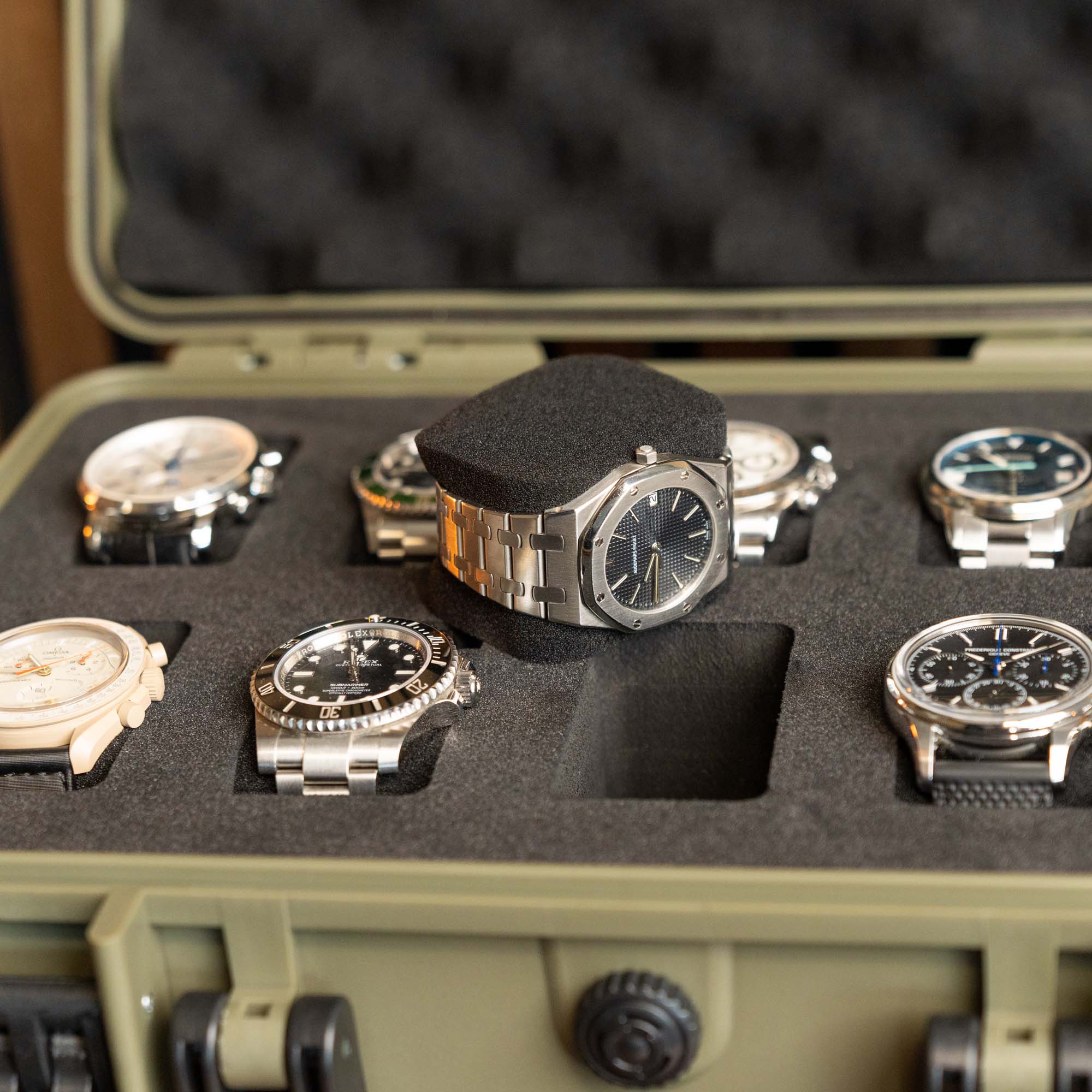 Olive Green 10 Slot Watch Box