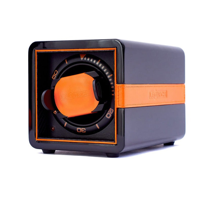 Leanschi Single Watch Winder - Black Orange