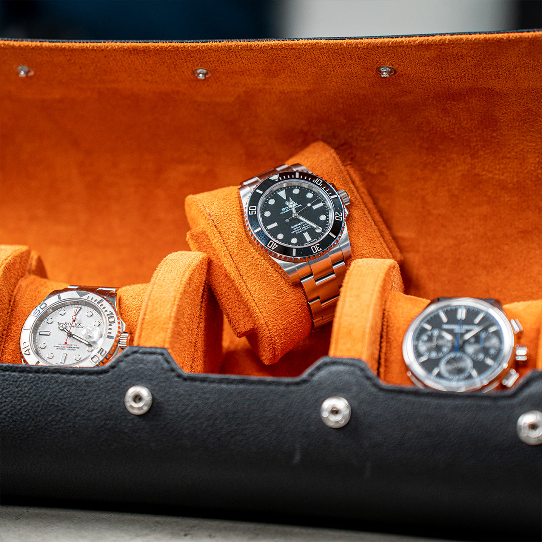 Retro 4 Slots Watch Roll Storage Box Genuine Leather Watches