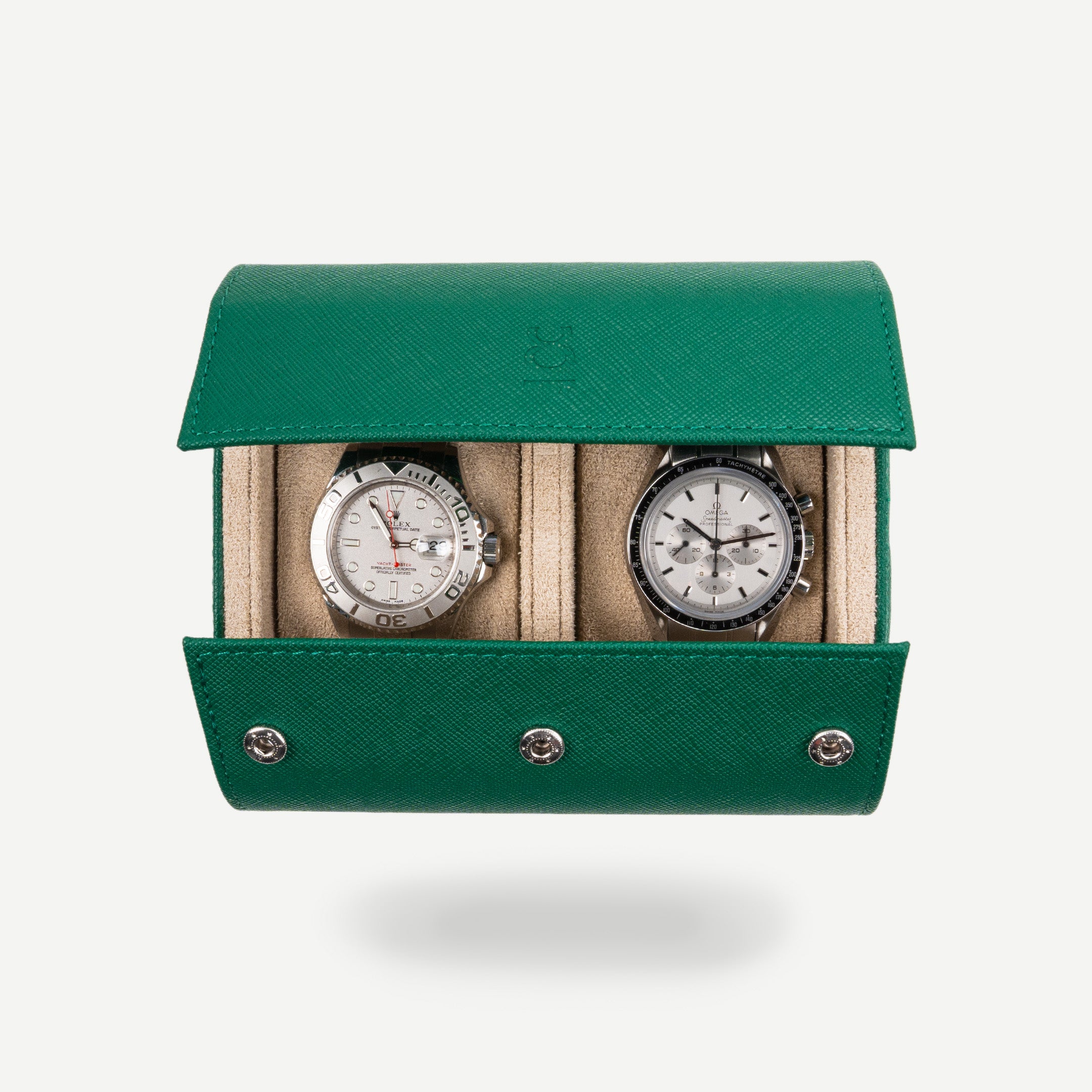 watch roll in green for two watches