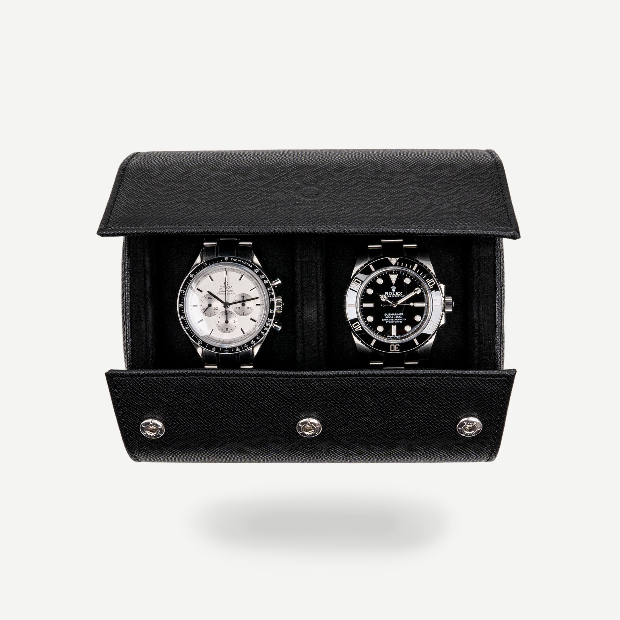 all black watch roll for two watches
