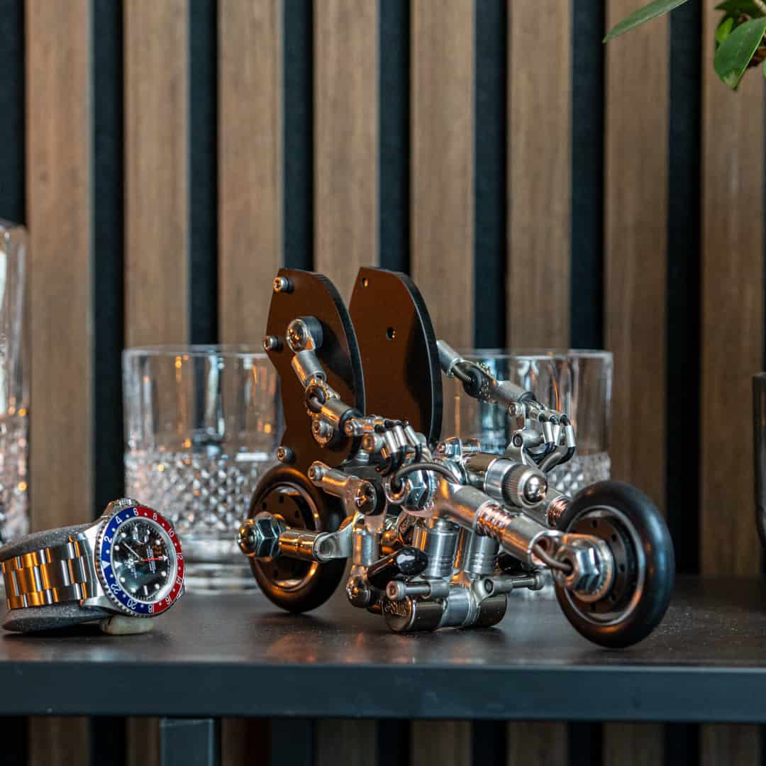 bike watch stand, watch holder, handmade, robotoys, watch display, how to display watches at home